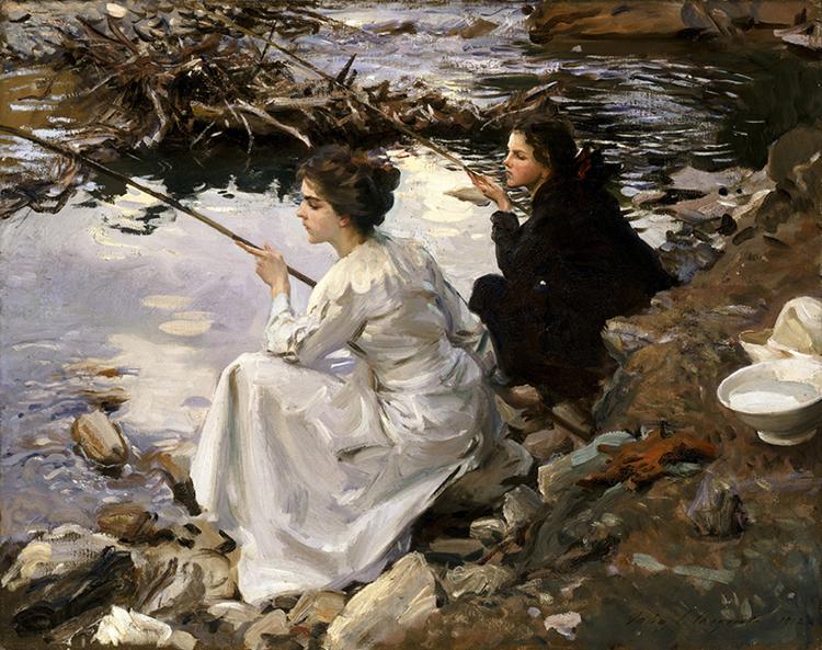John Singer Sargent Two Girls Fishing Spain oil painting art
